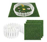 Set di 8 mini recinzioni, decorazioni in miniatura per recinto da giardino fatato, 89 cm in legno bianco e erba finta da 15,2 cm