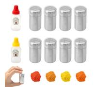 Set di 8 mini spargisale, sale e pepe, 5 ml, saliera mini, in acciaio inox con coperchio, fori a forma di S/P per viaggi, campeggio, bento box, barbecue all'aperto
