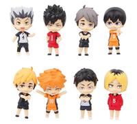 Set di 8 mini statuette Haikyuu anime Statua Kuroo Tetsurou/Kenma Kozume, decorazione per torte, statuetta per auto, decorazione da collezione
