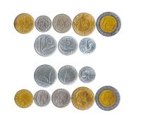 Set di 8 monete dall'Italia. 1, 5, 10, 20, 50, 100, 200, 500 Lire. 1951-2001