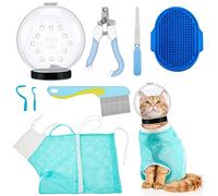 Set di 8 muso per gatti con borsa da bagno regolabile per gatti traspirante e trasparente con museruola per animali domestici, strumento di rimozione delle zecche per unghie per animali domestici, per fare il bagno, la pulizia e la toelettatura