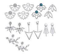 Set di 8 paia di orecchini vintage in argento per donna, Boho Hollow Lotus Blossom Flower Piercing Ear Studs,Crystal Plain Front Back Orecchini gioielli di moda orientale per regalo di compleanno