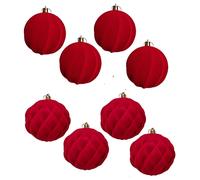 Set di 8 Palline Rosse Vellutate addobbo per albero di natale Decorazioni