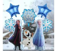 Set di 8 palloncini in alluminio a tema, include palloncini a forma di Anna e Olaf, palloncini a forma di stella blu e fiocco di neve, decorazioni per feste per bambini in stile Frozen Magic, decorazi