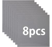 Set di 8 pannelli compatibili con la maggior parte delle marche, classici mattoncini da costruzione, piastra Lego Classic, 25,5 x 25,5 cm, piastra di base grigia