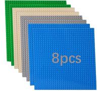 Set di 8 pannelli compatibili con Lego Classic, piastra verde blu e grigio sabbia, 25,5 x 25,5 cm
