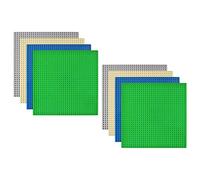Set di 8 pannelli da costruzione, 25 x 25 cm, piastre di base per mattoncini da costruzione classici, pannelli compatibili con la maggior parte delle marche, verde blu, grigio giallo