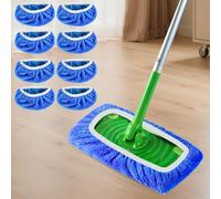Set di 8 panni di ricambio riutilizzabili per mocio piatto bagnato asciutto con pavimenti in laminato in legno duro per la pulizia profonda della casa (blu)