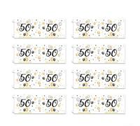 Set di 8 paralumi decorativi per lumini da tè, ideali per compleanni e feste a casa (50 anni)