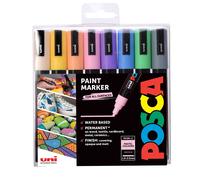 Set Di 8 Pennarelli A Vernice Posca Colori Pallidi PC-5M
