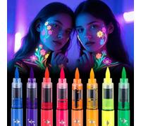 Set di 8 penne a colori a luce nera, per il trucco al neon nel buio fluorescente, per il viso, per feste al neon, accessori decorativi