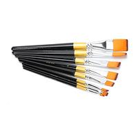 Set di 8 pennelli da pittura con setole in nylon a punta piatta, set professionale di pennelli per disegno ad acrilico, acquerello, olio e gouache, anti-sfilacciamento, con ferrule