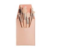 Set di 8 pennelli da trucco con borsa in finta pelle e manico in alluminio per fondotinta, cipria, fard e ombretto