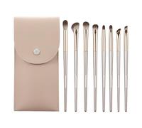 Set di 8 pennelli da trucco portatili, manici in legno massiccio e setole in fibra morbida, per principianti, trucco occhi, miscelazione e ombreggiatura