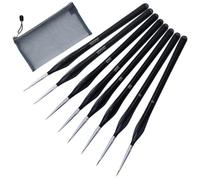 Set di 8 pennelli per dettagli raffinati con 1 sacchetto a rete, pittura con i numeri, pennello per modellismo, pennello fine, in miniatura, per nail art, acrilico, acquerello, pittura a olio, pittura