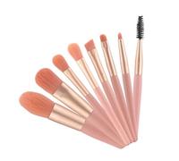 Set di 8 pennelli per il trucco ultra morbidi per viso occhi e labbra - Kit di pennelli per il trucco viaggio sintetici con borsa portatile multifunzionale