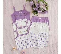 Set di 8 pezzi di biancheria intima con motivo floreale per giovani ragazze 6Y,7Y,8Y,9Y,10Y,4Y,5YFumetto,Geometrico,Lettere,Piante,stampa dappertuttoTessuto in maglia