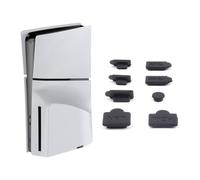 Set di 8 pezzi di protezione antipolvere Per PS5 Slim Accessori per console di gioco Silicone nero antipolvere Plug Protector Filtro antipolvere Tappo di polvere Kit di custodie antipolvere
