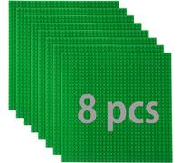 Set di 8 piastre da costruzione compatibili con la maggior parte delle marche, piastra base di mattoncini classici, compatibile con piastre Lego Classic, 25,5 x 25,5 cm, verde