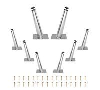 Set di 8 piedini regolabili per mobili in metallo, 15,2 cm, resistenti, per tavoli, armadi, divani, ottomani, design obliquo elegante argento