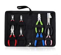 Set di 8 pinze per gioielli con naso ad ago, naso rotondo, naso piegato, crimpatura, ganascia in nylon, tronchesi finali, tronchesi per la riparazione di gioielli e per progetti fai da te