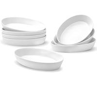 Set di 8 Pirofile da Forno Ovali in Ceramica, 340ML, 19 x 11,4 x 3,6cm, Ciotole in Porcellana per Creme Brûlée, Piatti da Forno per Lasagne Torta Casseruola Tapas