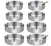 Set di 8 posacenere in acciaio inox, rotondi, portatili, diametro 8/10 cm, con 3 scanalature, posacenere in metallo, per interni ed esterni, casa e ufficio
