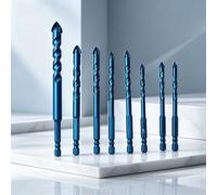 Set di 8 punte da trapano seghettate per muratura, professionali, con punta in carburo per cemento, piastrelle, vetro, mattoni, ceramica, plastica, legno e metallo, kit multi-materiale di grado