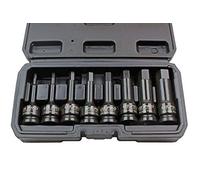Set di 8 punte esagonali a bussola esagonali, da 1/2", metriche da 5-19 mm