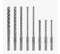 Set di 8 punte per calcestruzzo SDS-Plus Ø5-12 mm per acciaio e | 4 lame in carburo di tungsteno, con 3 punte corte e 5 lunghe. Compatibile con Bosch, Hilti, Makita