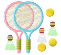 Set di 8 racchette da tennis per bambini, leggero, con 2 racchette, 3 palline da tennis, 3 volani e borsa a rete, adatto per sport all'aperto e al chiuso, per bambini di età superiore ai 3 anni (viola