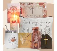 Set di 8 regali benessere per donne, set per la cura del corpo per donne, rituali religiosi, set regalo per la cura del corpo con bicchieri da vino, candela profumata, biglietto di auguri, collana