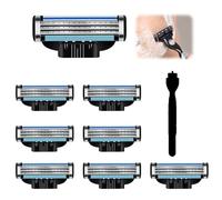 Set di 8 Ricariche Lamette Compatibili con, Lama Manuale Professionale per Uomini, Incluso Turbo Lame per Rasoio, Microaletta Protettiva, per una Rasatura Precisa (1+8)
