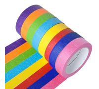 Set di 8 rotoli di nastro adesivo arcobaleno, 15 mm x 5 m, nastro adesivo colorato in 8 tonalità vivaci, nastro Washi facile da strappare per fai da te, arti ed etichettatura, nastri adesivi durevoli
