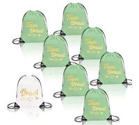 Set di 8 sacchetti da palestra Team Bride Jga, accessori da donna con coulisse, colore bianco, zaino da sposa 7 verde, zaino da donna, 34 x 42 cm, per addio al celibato e festa della sposa