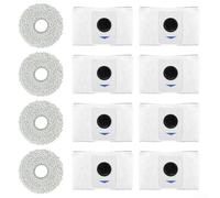 Set di 8 sacchetti e 4 panni per la pulizia per Deebot per T20, Omni X1, Omni 8, accessori protettivi per robot aspirapolvere (grigio)