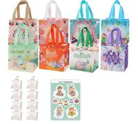 Set di 8 Sacchetti Regalo di Pasqua con 8 Diverse Immagini, 8 Box a Forma di Coniglio e 1 Adesivo a Forma di Uovo, Ideale per Decorare e Regalare Durante le Attività di Pasqua