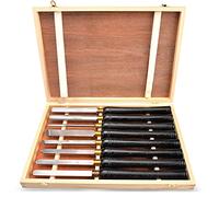 Set di 8 scalpelli per tornio per legno HSS, per tornitura del legno, manici in legno duro, acciaio ad alta velocità, ghiere in ottone e custodia in legno per riporre oggetti