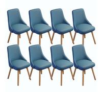 Set di 8 sedie da pranzo moderne di metà secolo in pelle PU blu con gambe in legno, eleganti e confortevoli, per cucina e soggiorno, decorazione per la casa