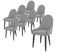 Set di 8 sedie da pranzo moderne, grigie, con gambe in metallo nero, eleganti mobili per sala da pranzo, soggiorno, camera da letto, reception, grandi dimensioni