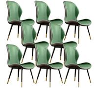 Set di 8 sedie da pranzo moderne in pelle scandinava, senza braccioli, con schienale opaco, per cucina e sala da pranzo, colore: verde scuro