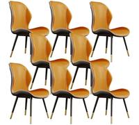 Set di 8 sedie da pranzo moderne in pelle scandinava, senza braccioli, finitura opaca, mobili laterali con schienale, per cucina e sala da pranzo, colore: giallo scuro