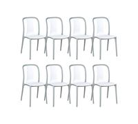 Set di 8 sedie per esterno bianche e grigie impilabili senza braccioli Spezia