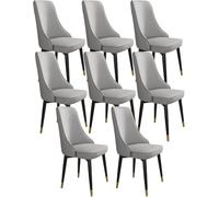 Set di 8 sedie per sala da pranzo, con seduta imbottita in pelle PU, gambe in metallo robusto, design elegante per cucina e casa
