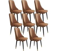 Set di 8 sedie per sala da pranzo, con seduta imbottita in pelle PU, gambe in metallo robusto, design elegante per cucina e casa