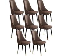 Set di 8 sedie per sala da pranzo, con seduta imbottita in pelle PU, gambe in metallo robusto, design elegante per cucina e casa