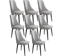 Set di 8 sedie per sala da pranzo, con seduta imbottita in pelle PU, gambe in metallo robusto, design elegante per cucina e casa