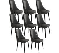 Set di 8 sedie per sala da pranzo, con seduta imbottita in pelle PU, gambe in metallo robusto, design elegante per cucina e casa