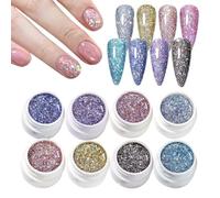 Set di 8 smalti per unghie brillanti e persistenti | Set di unghie glitterate | Regalo per donne, mamme, mogli, figlie, amiche