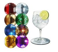 Set di 8 sottobicchieri a forma di palla da discoteca originali in legno per bevande come caffè, tè, birra, vino per decorazioni per feste, casa e ristorante